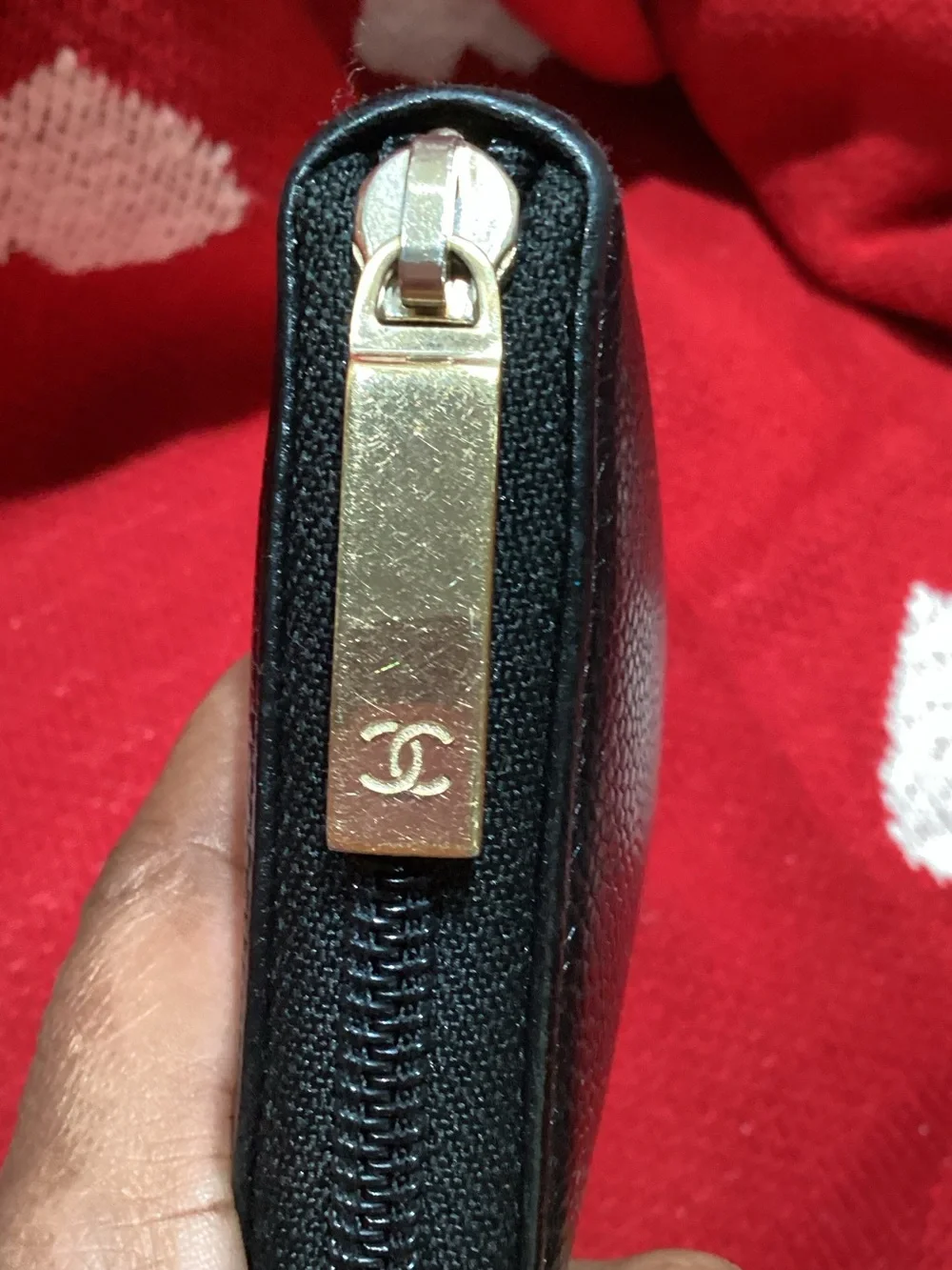 CHANEL Black Quilted CC Zip-Around Wallet